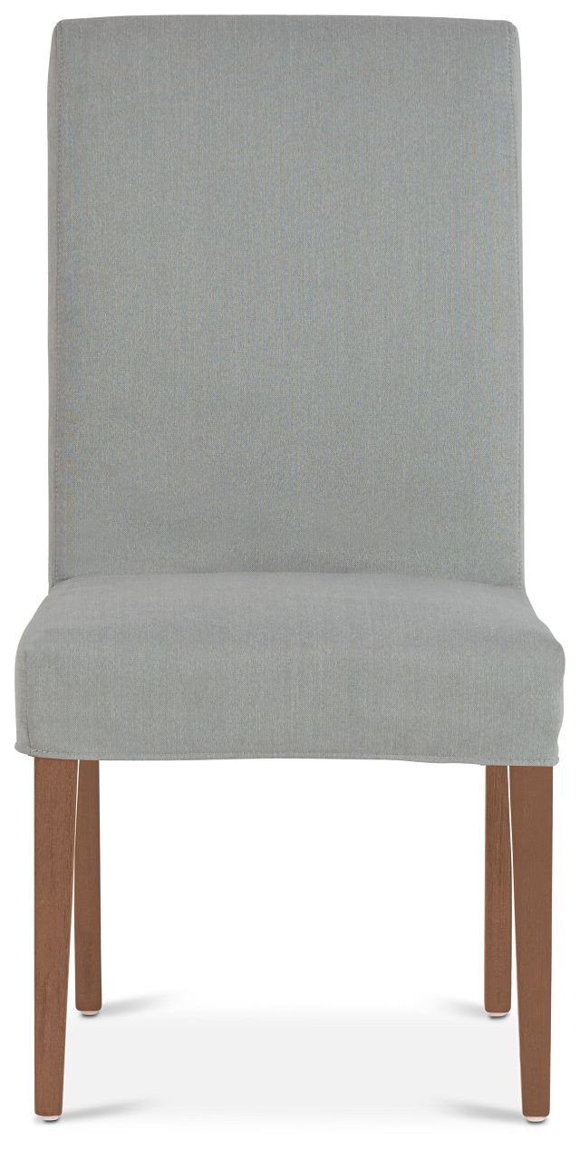 Destination Light Gray Short Slipcover Chair With Light Tone Leg