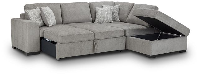 Blakely Gray Fabric Small Right Bumper Sleeper Sectional (2)