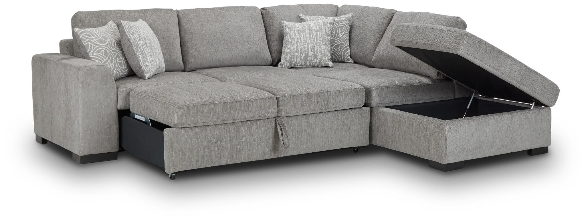 Blakely Gray Fabric Small Right Bumper Sleeper Sectional