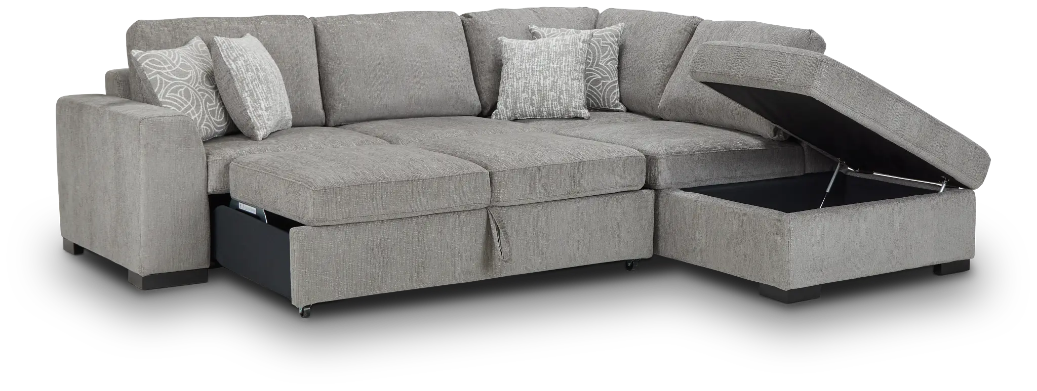 Blakely Gray Fabric Small Right Bumper Sleeper Sectional Blakely Gray Fabric Small Right Bumper Sleeper Sectional
