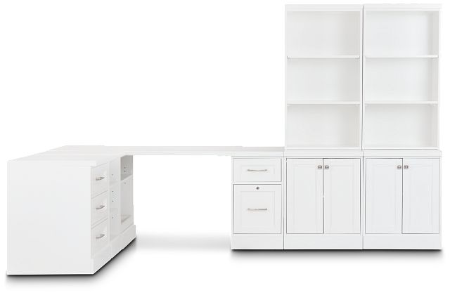 Newport White 5 Piece L Desk