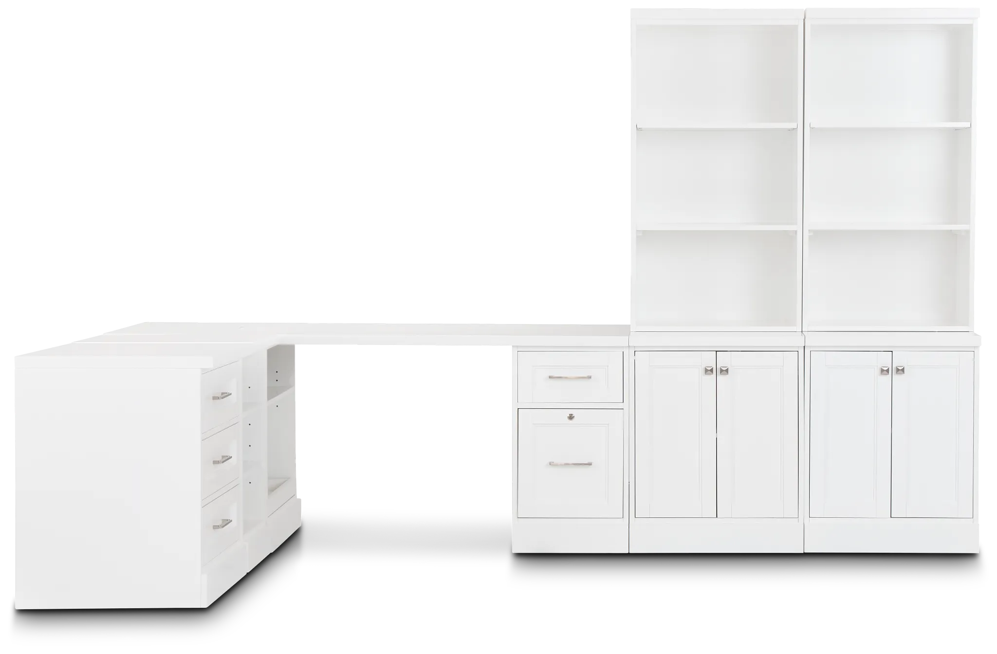 Newport White 5 Piece L Desk