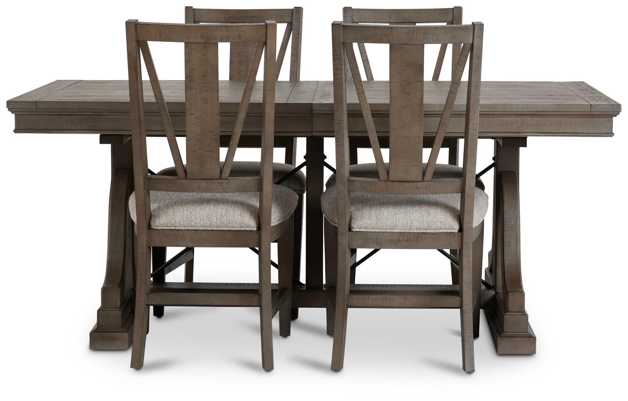 Heron Cove Light Tone Trestle Rectangular Table & 4 Wood Chairs