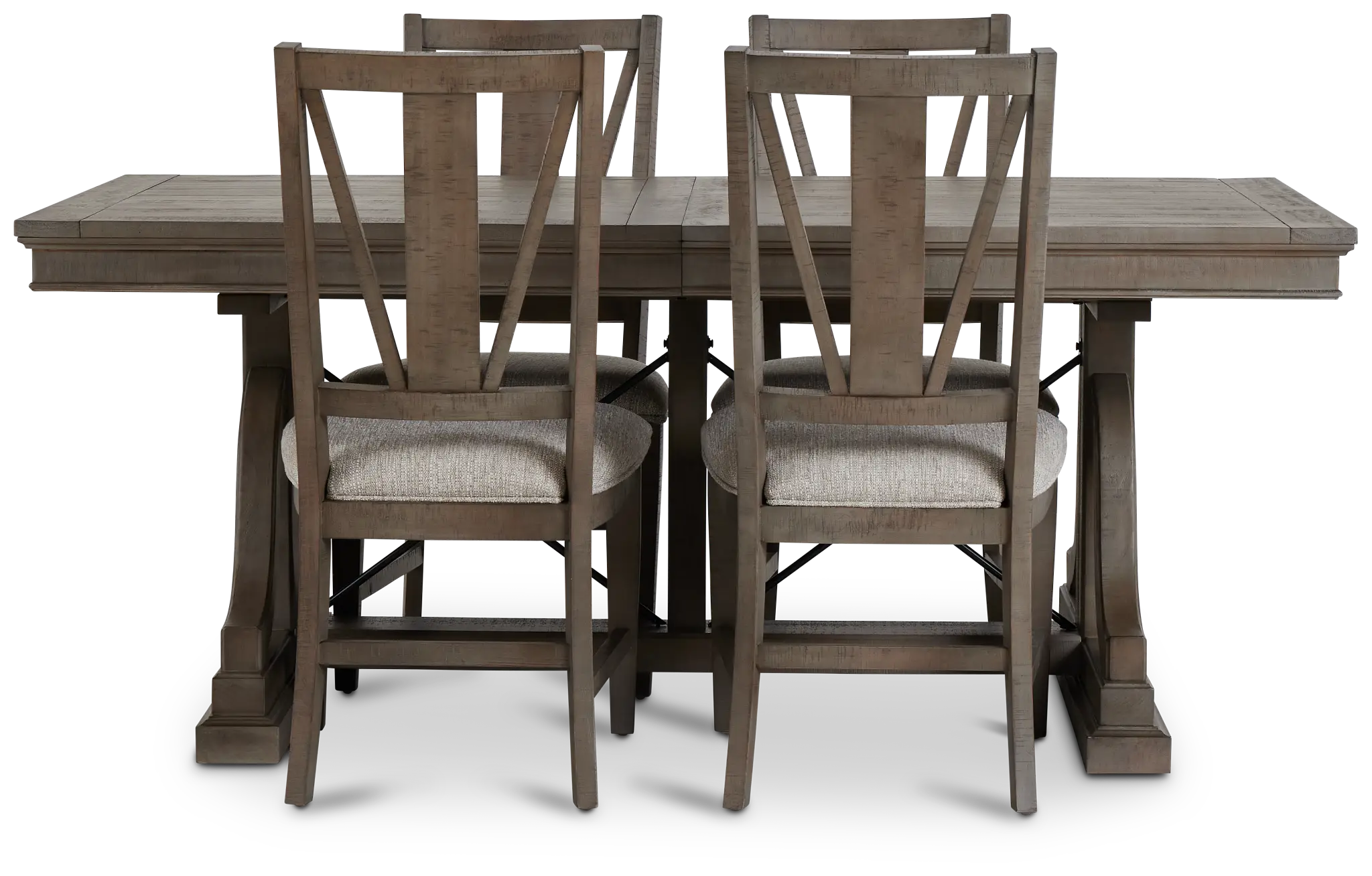 Heron Cove Light Tone Trestle Rectangular Table & 4 Wood Chairs Heron Cove Light Tone Trestle Rectangular Table & 4 Wood Chairs