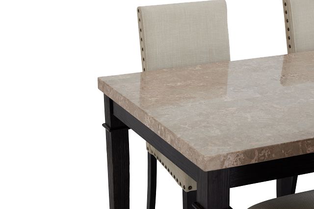 Portia Dark Tone Marble Table & 4 Upholstered Chairs (6)