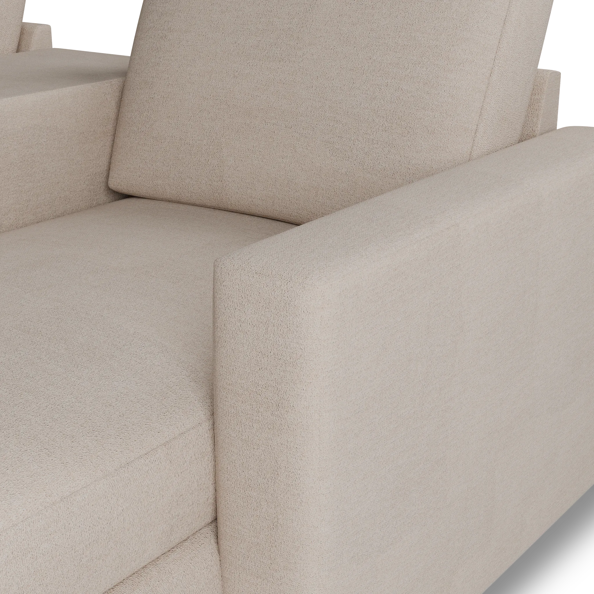 Citymod Beige Fabric Small Right Chaise Sectional With Media Console