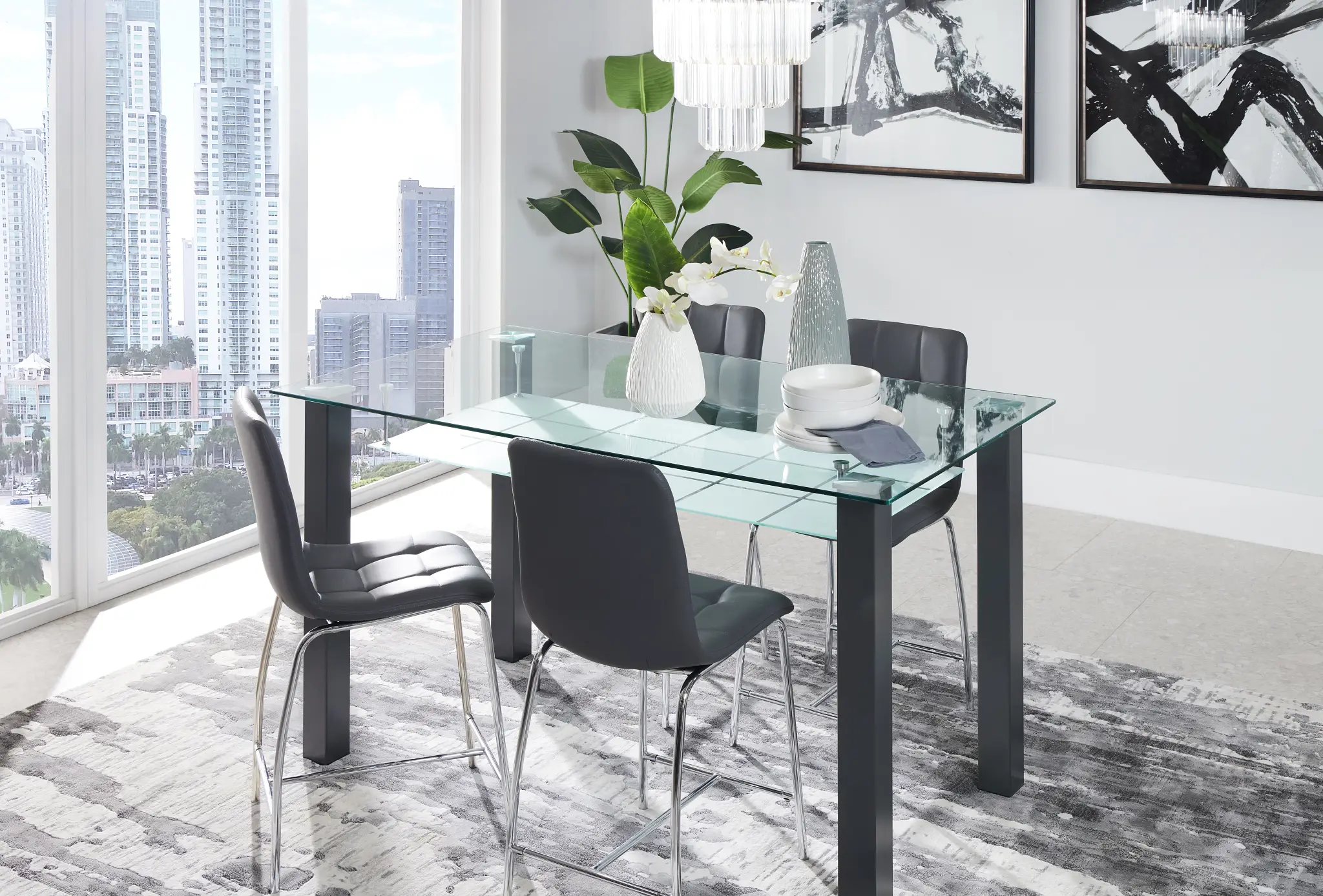 Vienna Dark Gray Rect High Table & 4 Barstools Vienna Dark Gray Rect High Table & 4 Barstools