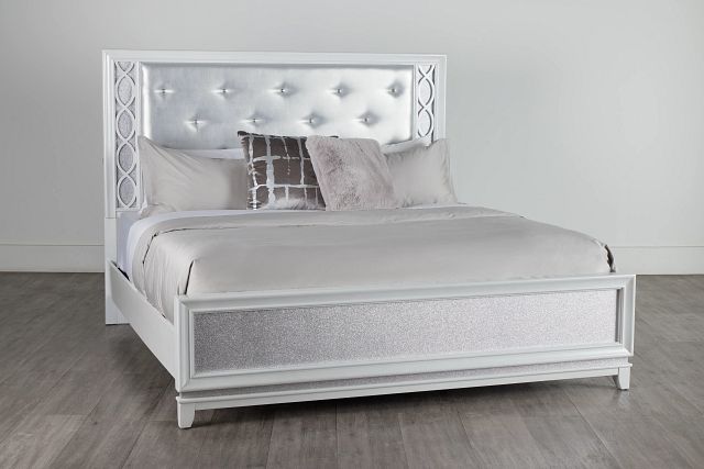 Valentina White Uph Panel Bed