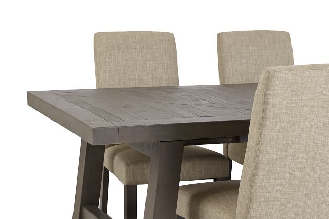 Taryn Gray Rect Table & 4 Upholstered Chairs (6)