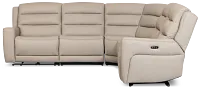 Wilder Taupe Leather Medium Tri Power Sectional W/refrigerated Console