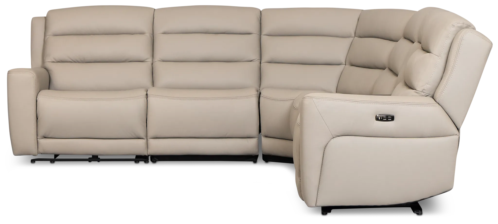 Wilder Taupe Leather Medium Tri Power Sectional W/refrigerated Console