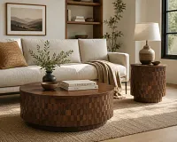 Whitley Dark Gray Round Storage Coffee Table