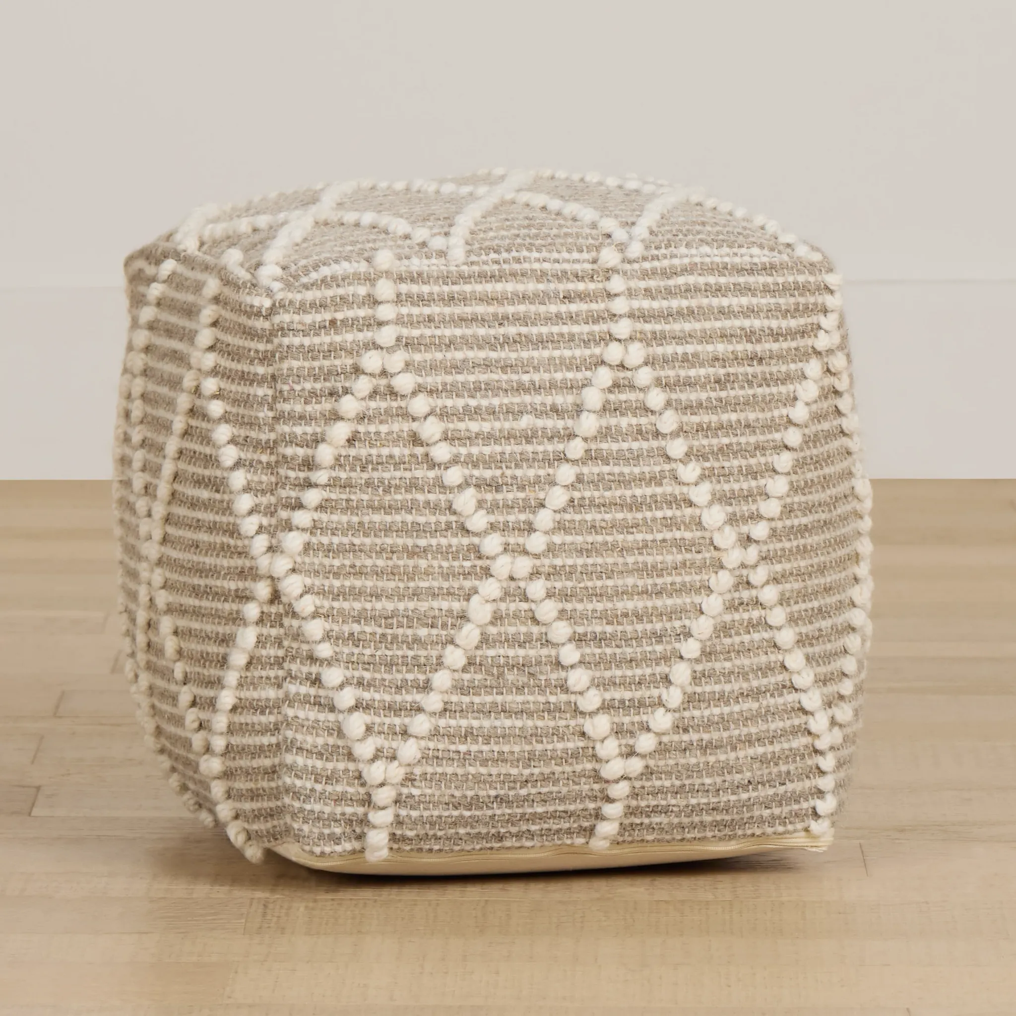 Ordsal Light Beige Accent Pouf