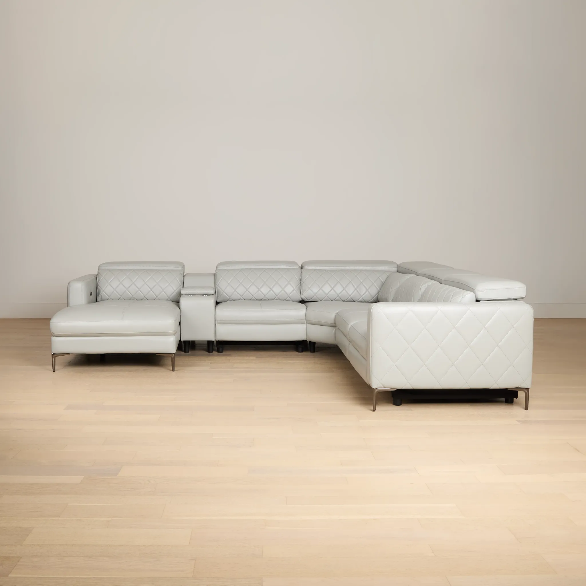 Ava Light Gray Micro Small Dual Power Left Chaise Sectional