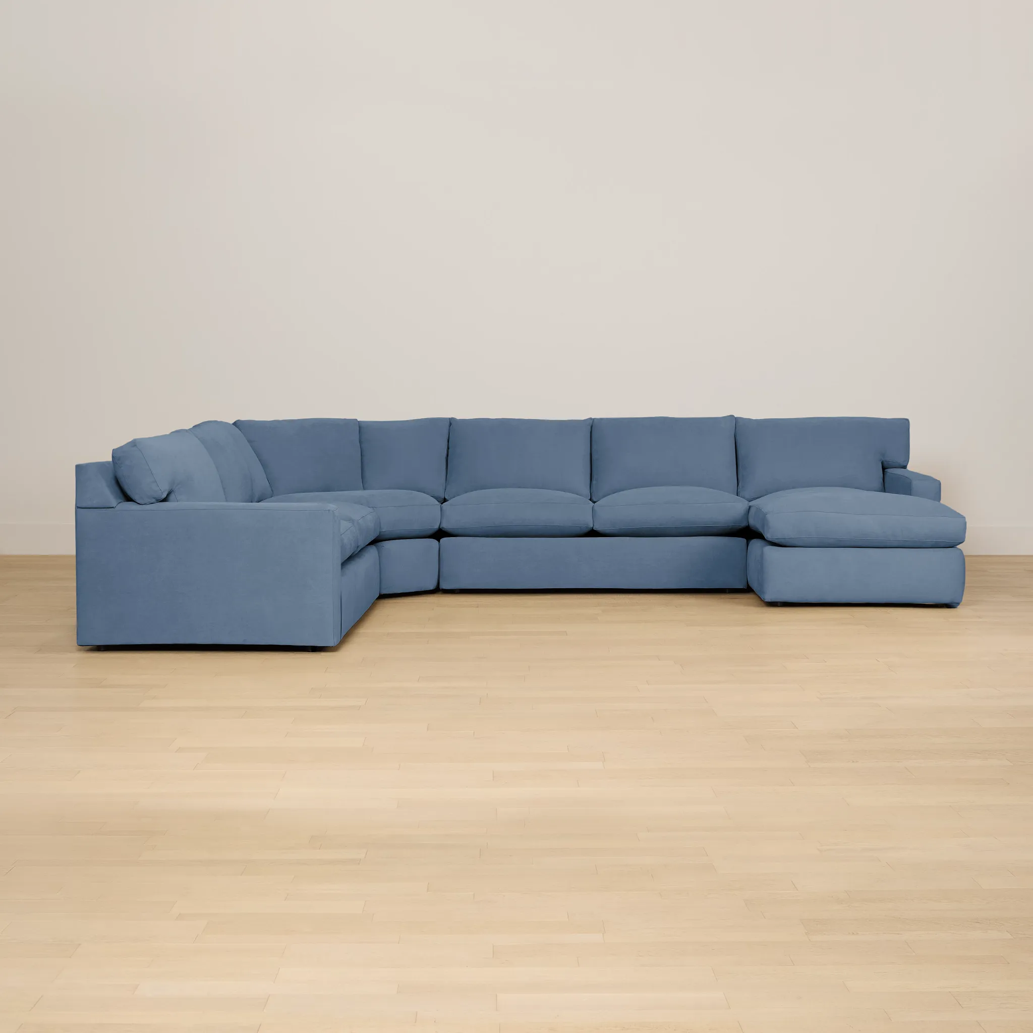 Hudson Blue Fabric Medium Right Chaise Wedge Sectional