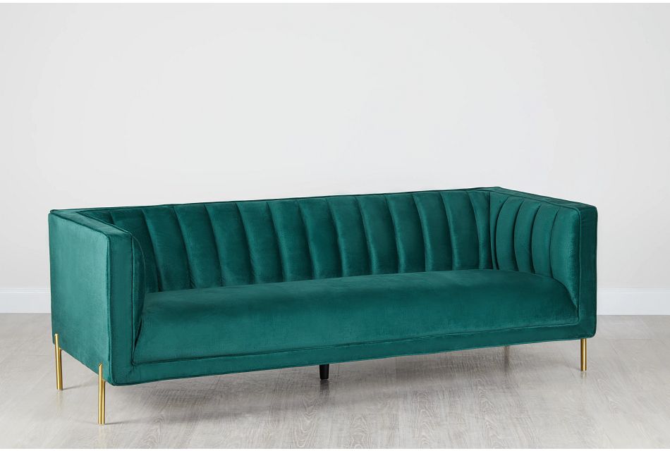 Bella Dark Green Velvet Sofa Living Room Sofas City Furniture Bella Dark Green Velvet Sofa Living