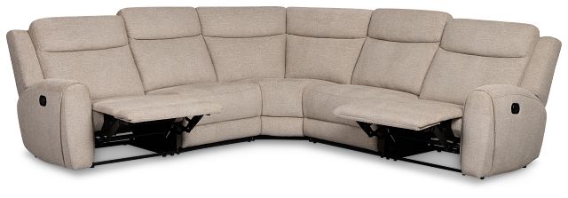 Walker Beige Fabric Small Two-arm Manually Reclining Sectional