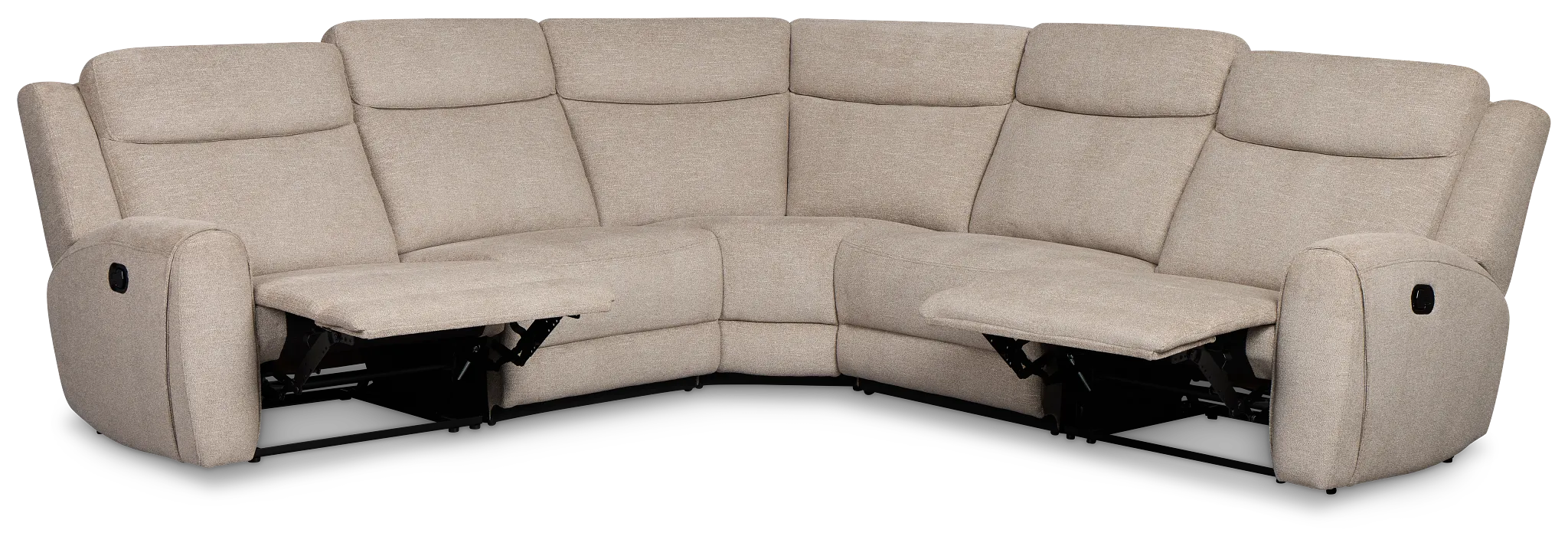Walker Beige Fabric Small Two-arm Manually Reclining Sectional
