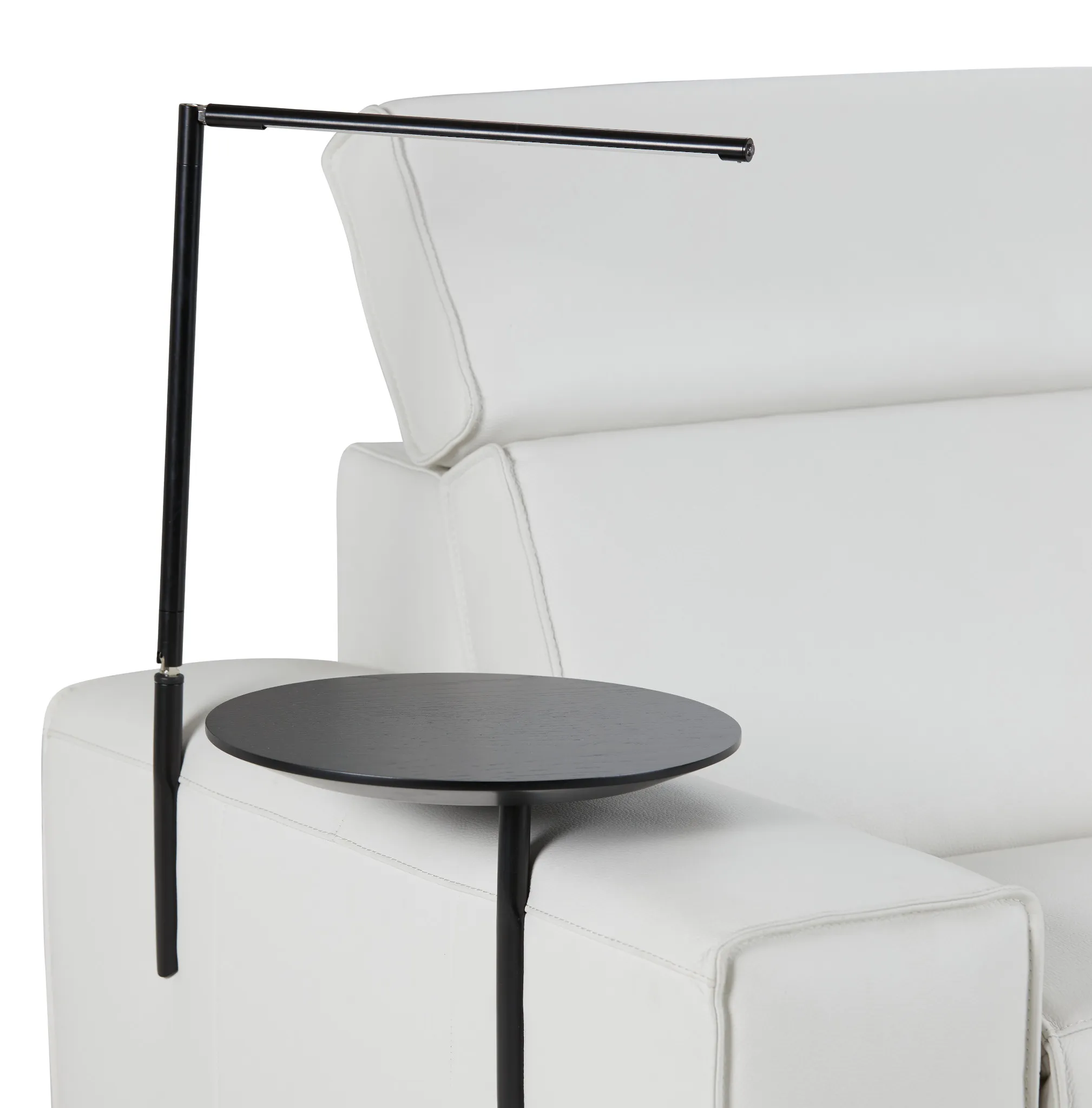 Carmelo White Leather Power Reclining Sofa With Left Table