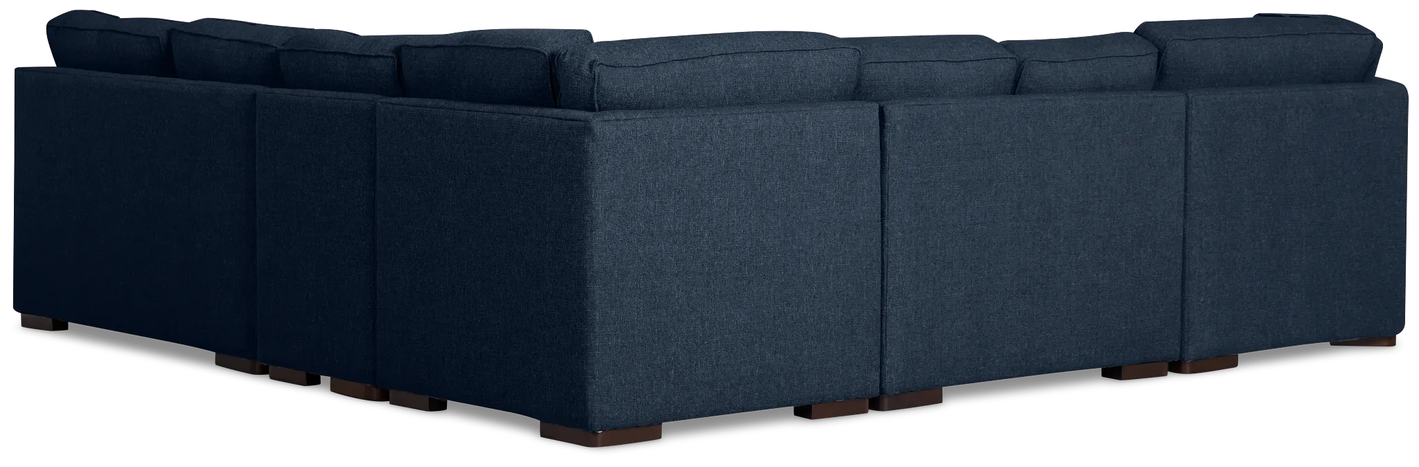 Sinclair Dark Blue Fabric Large Left Cuddler Sectional
