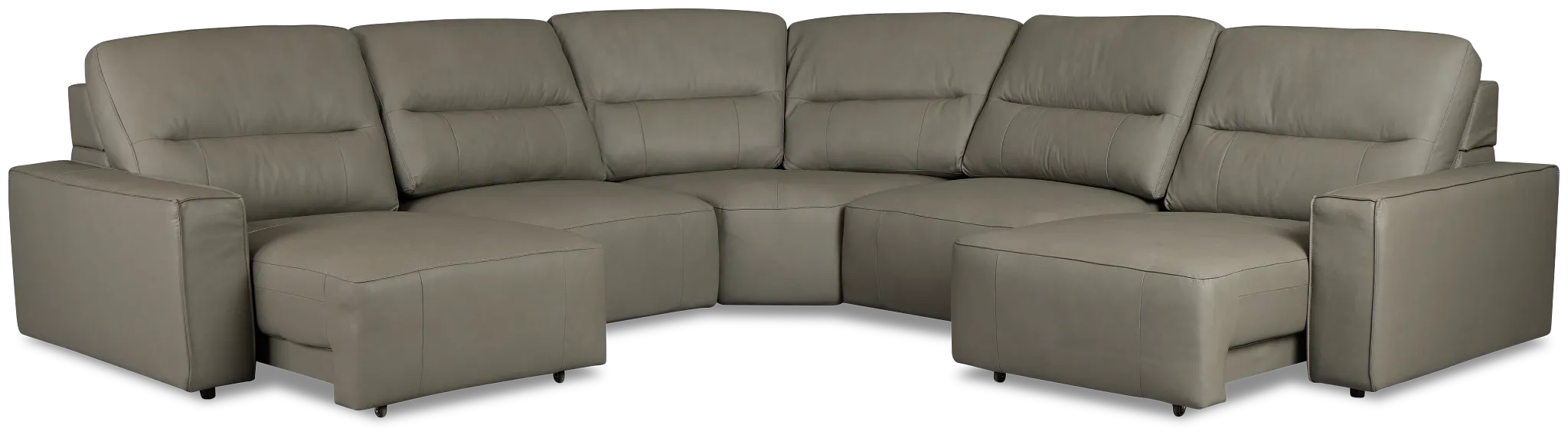 Rudy Gray Lthr/vinyl Small Two Arm Power Extension Chaise Sectional