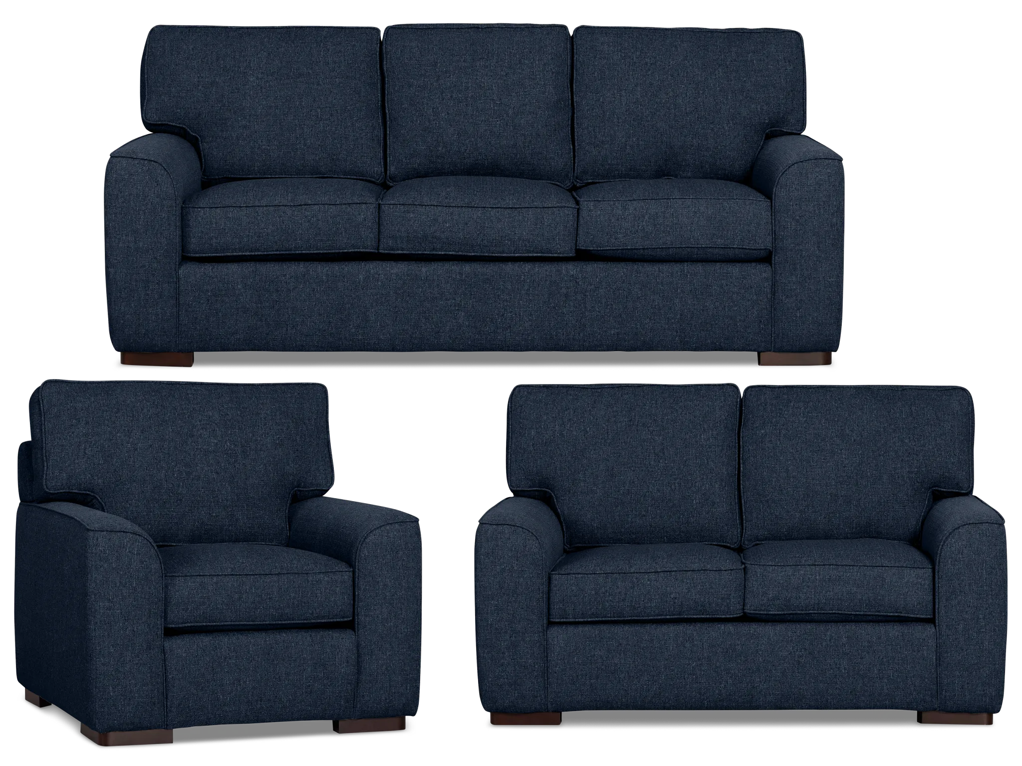 Sinclair Dark Blue Fabric Living Room