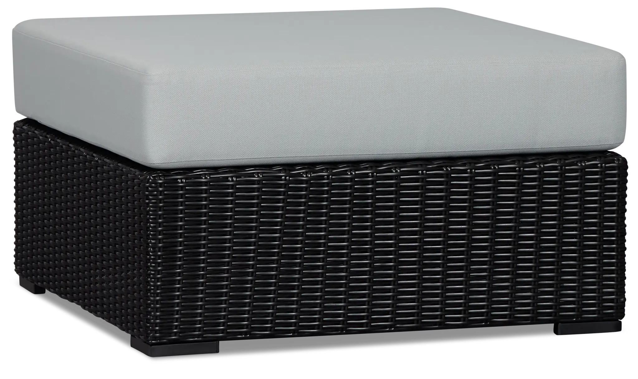 Montecito Black Large Ottoman With Light Blue Cushions Montecito Black Large Ottoman With Light Blue Cushions