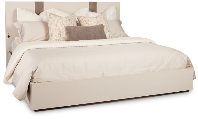 Brasilia Light Beige Platform Bed With Speaker