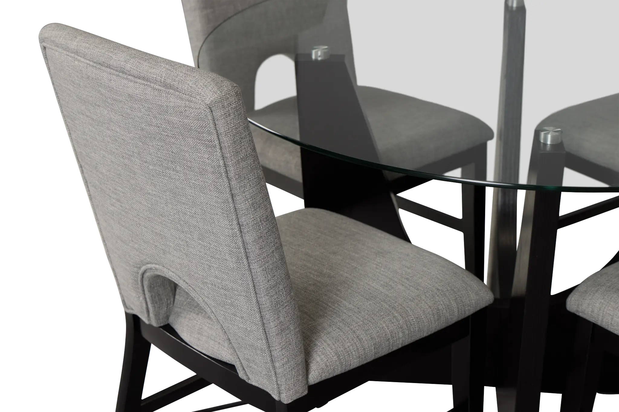 Oxford Glass Round Table & 4 Upholstered Chairs Oxford Glass Round Table & 4 Upholstered Chairs