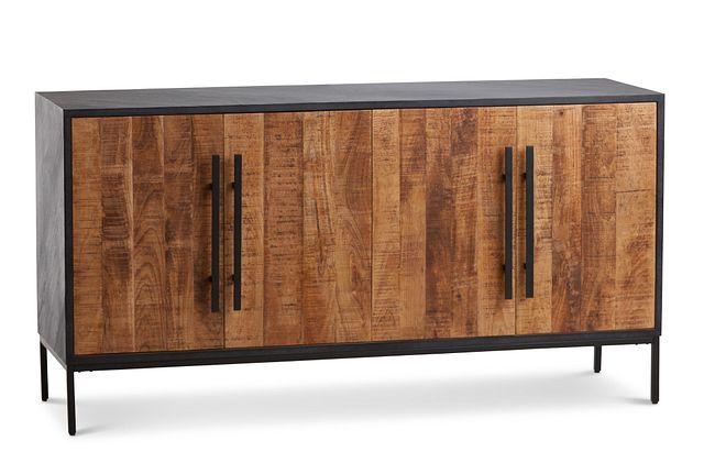 Dax Black Wood Four-door Cabinet