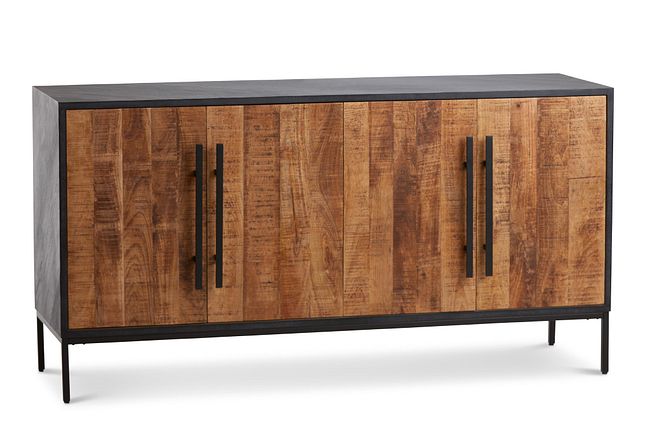 Dax Black Wood Four-door Cabinet