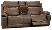 Jayden Brown Micro Power Reclining Console Loveseat