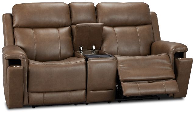 Jayden Brown Micro Power Reclining Console Loveseat