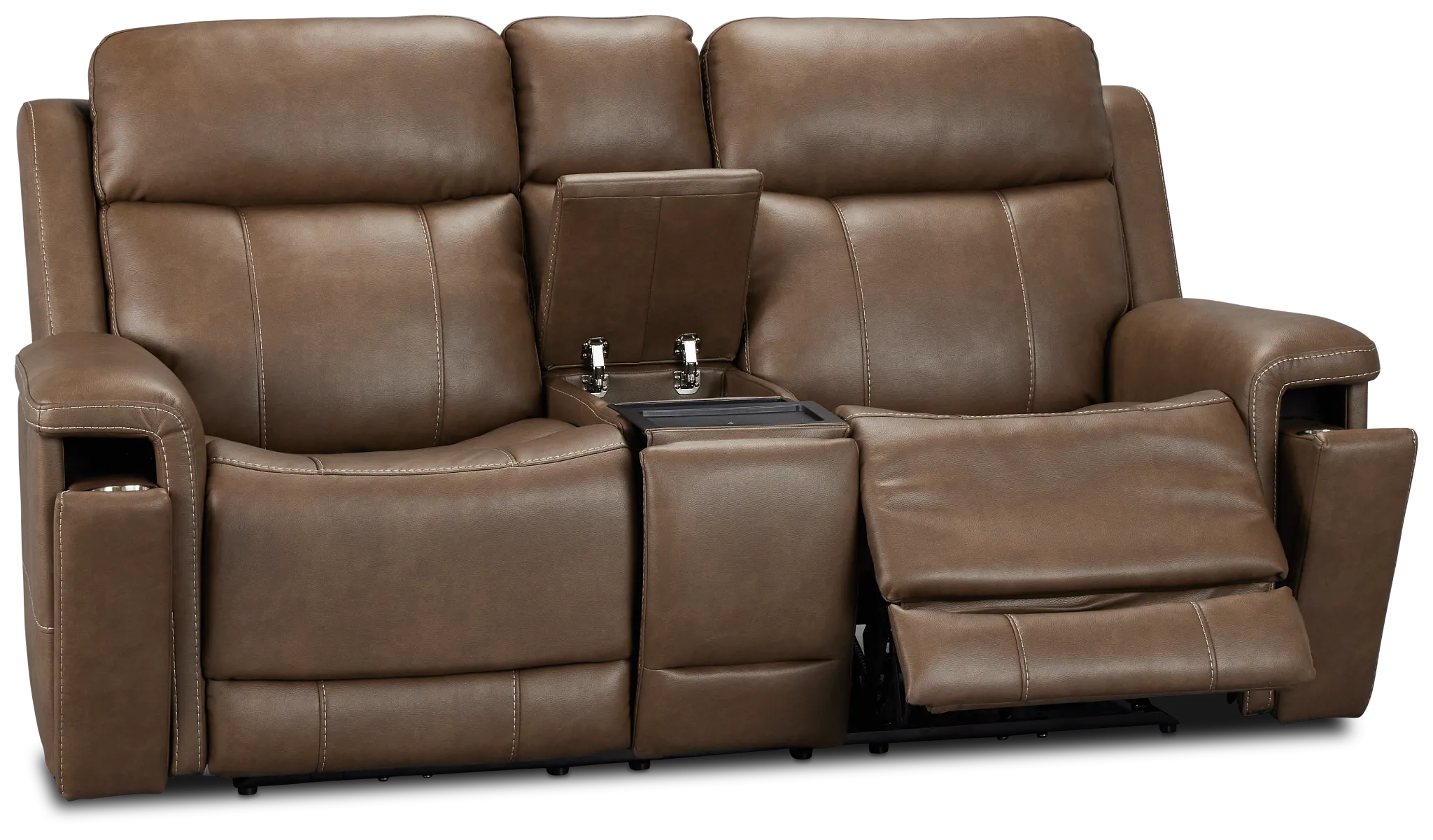 Jayden Brown Micro Power Reclining Console Loveseat
