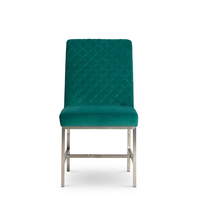 Caspia Teal Velvet Upholstered Side Chair (3)
