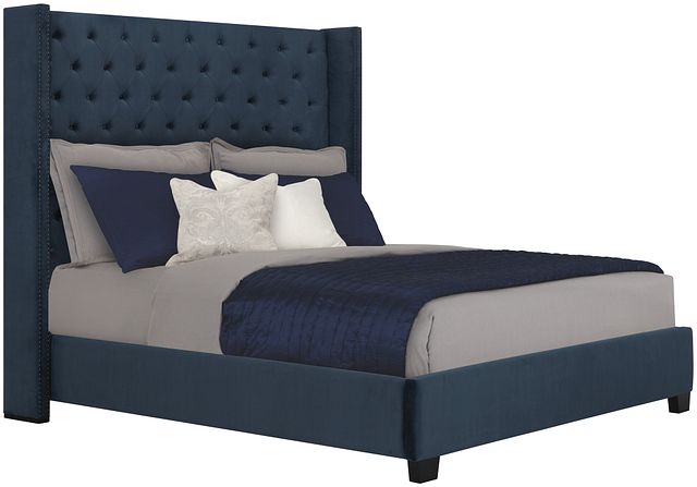 Sloane Dark Blue Uph Shelter Bed