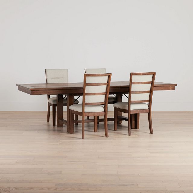 Park City Dark Tone Rectangular Table & 4 Upholstered Chairs