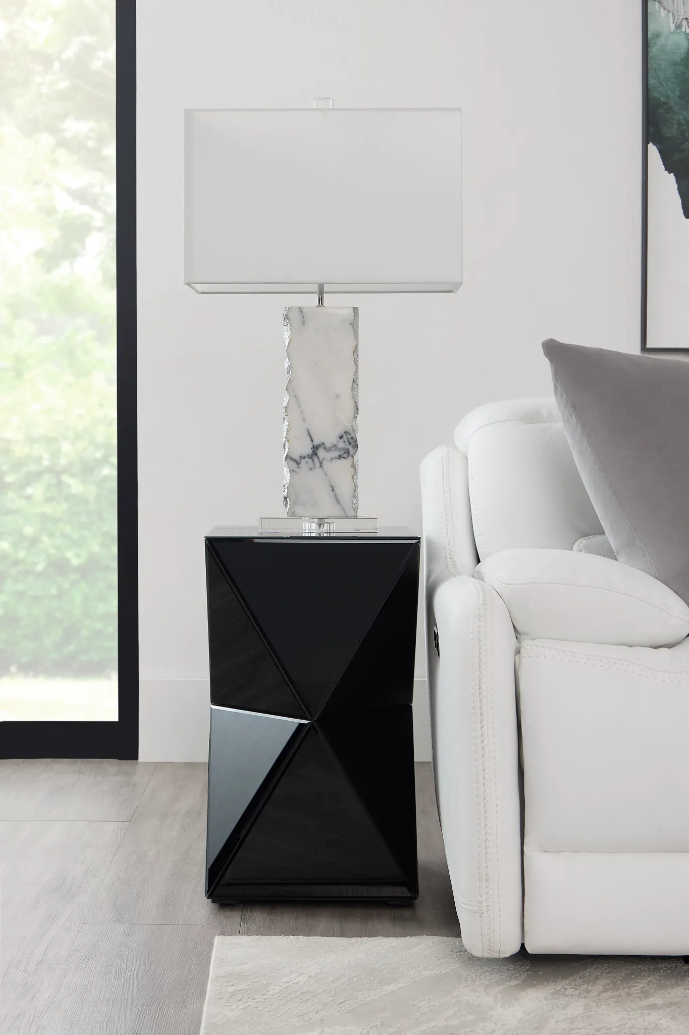 Alexia Black Glass End Table