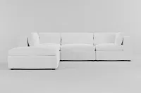 Destin Peyton White Fabric 5pc Bumper Sectional