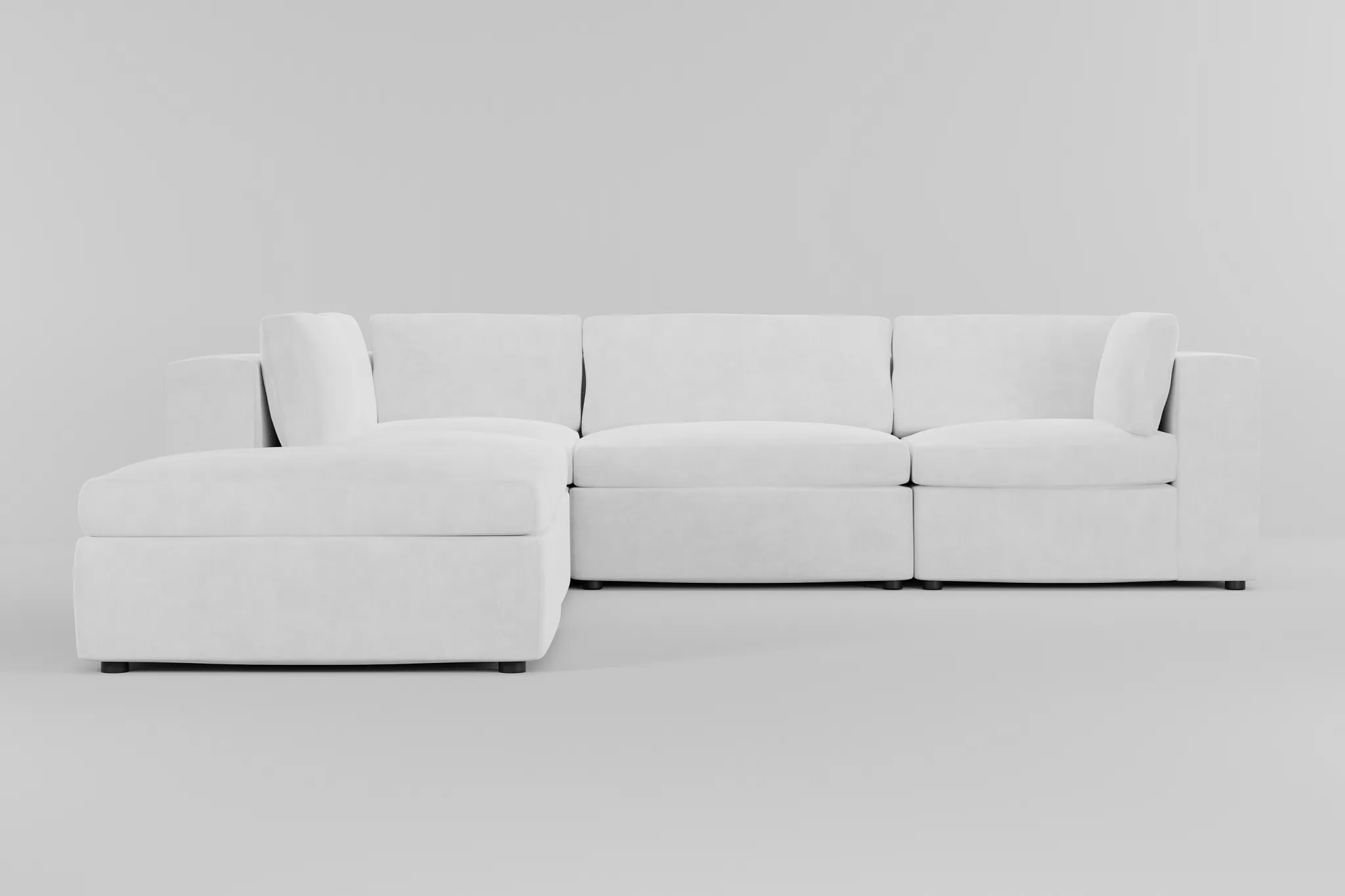 Destin Peyton White Fabric 5pc Bumper Sectional