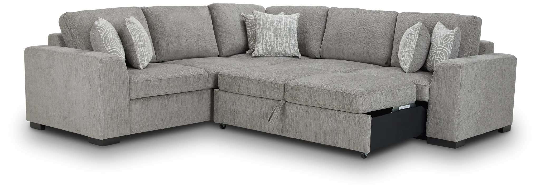 Blakely Gray Fabric Medium 2-arm Right Facing Sleeper Sectional