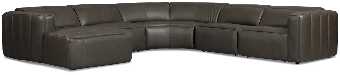 Jace Dark Gray Lthr/vinyl Small Dual Power Left Chaise Sectional