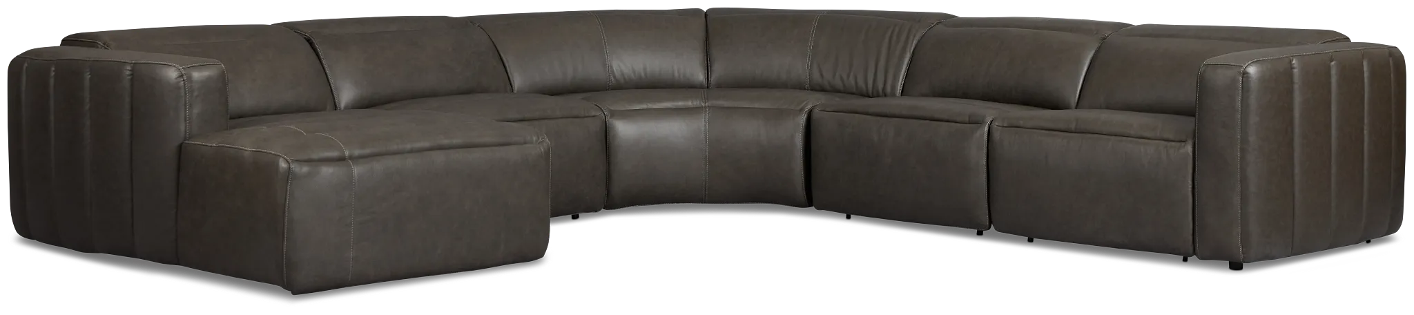 Jace Dark Gray Lthr/vinyl Small Dual Power Left Chaise Sectional