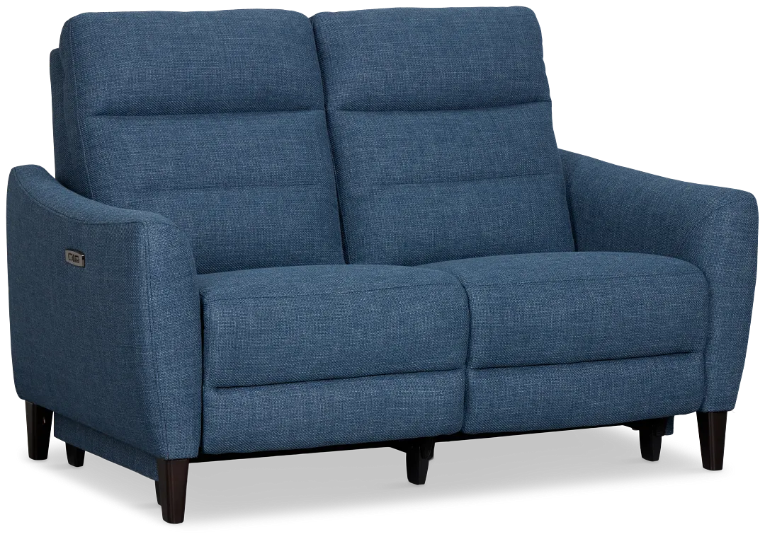 Keaton Blue Fabric Power Reclining Loveseat W/ Power Headrest