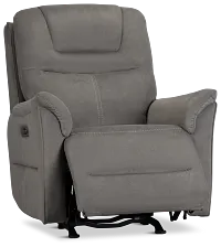 Archie Gray Fabric Power Recliner With Heat And Massage