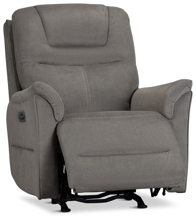 Archie Gray Fabric Power Recliner With Heat And Massage