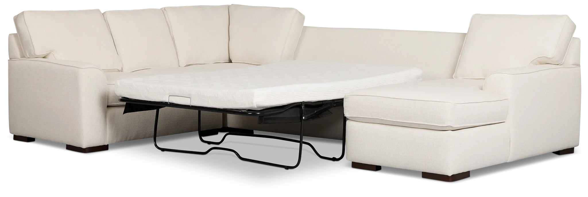 Sinclair Light Beige Fabric Righ Chaise Cooling Memory Foam Sleeper Sectional