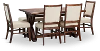 Joplin Dark Tone Extension Rectangular Table With 4 Side Chairs & Bench