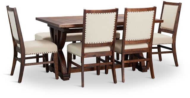 Joplin Dark Tone Extension Rectangular Table With 4 Side Chairs & Bench