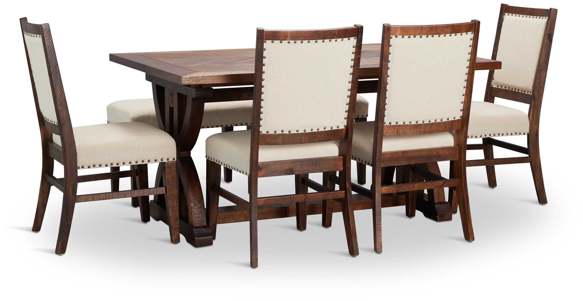 Joplin Dark Tone Extension Rectangular Table With 4 Side Chairs & Bench